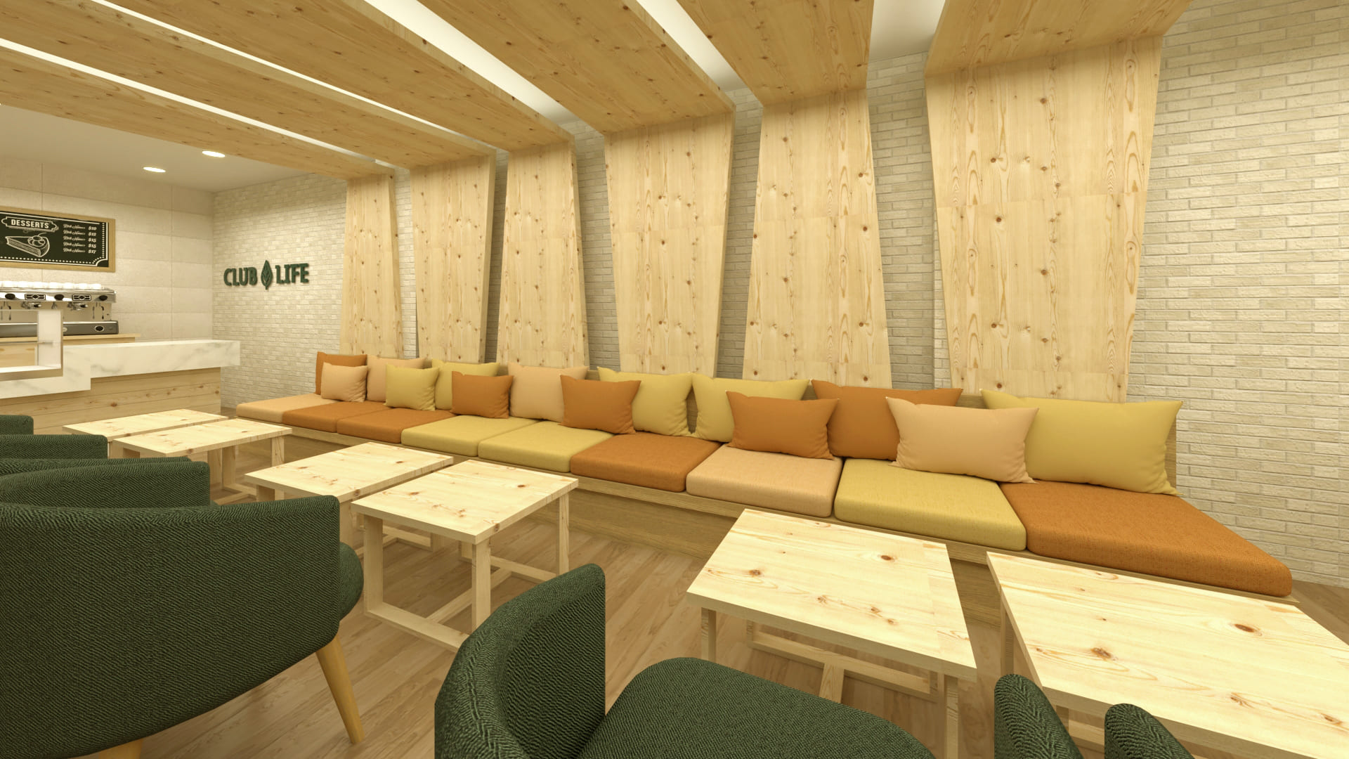 Arquitetura de interior de restaurante e café, Club Life.
