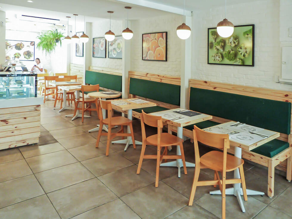 Arquitetura de interior de restaurante e loja de comidas saudáveis, Club Life.